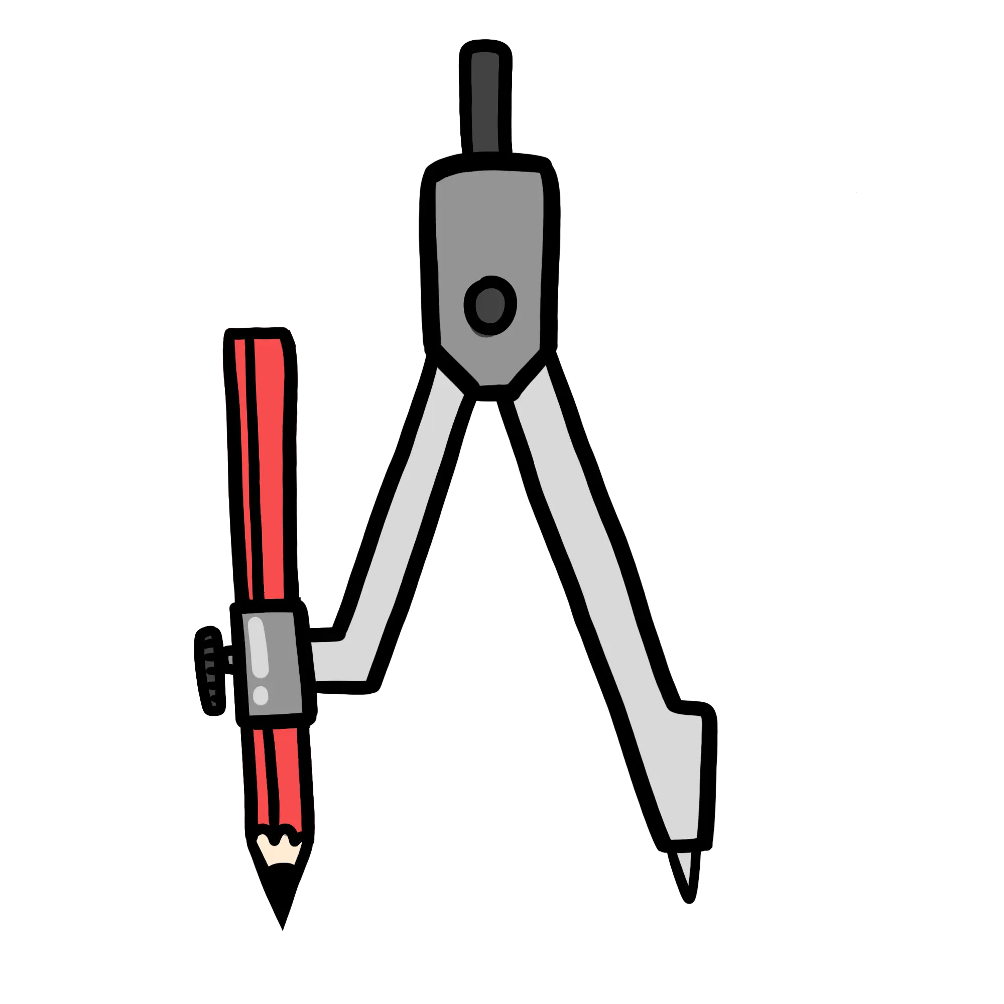a drawing of a compass and a pencil