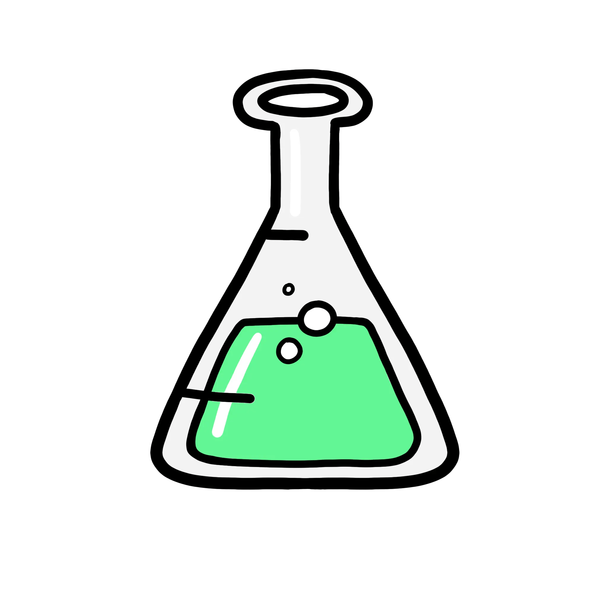 a beaker with a green liquid
